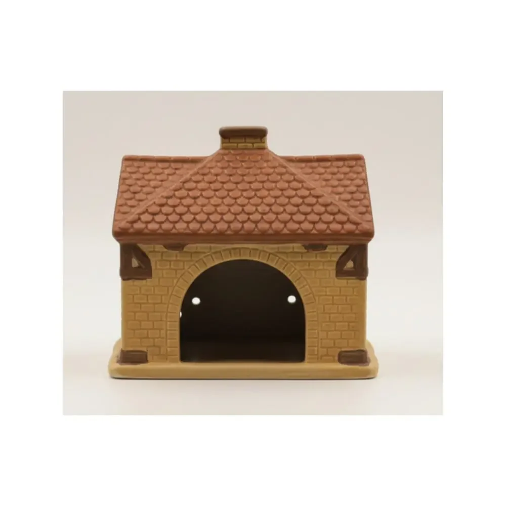 Ceramic Coffee House Tea Light Candle Holder Cottage Village Decor